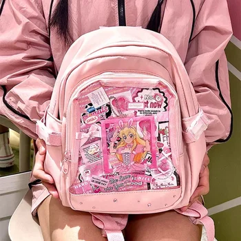 Kawaii Itabag 여성용 미니 배낭, 한국 패션 Y2K 투명 포켓, 배지 디스플레이 플레이트, Ita 배낭 소녀 가방, 2024 