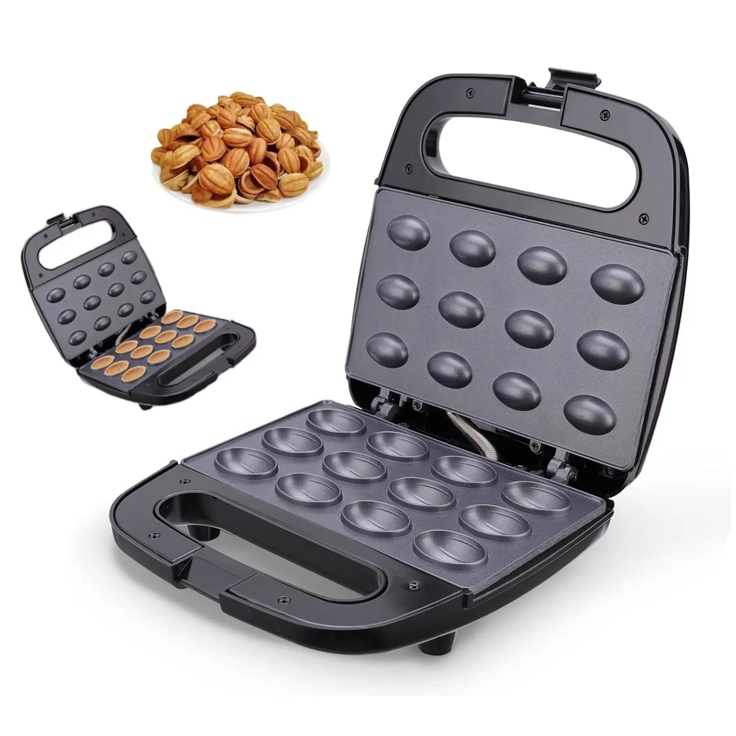 

12-Hole Walnut Cookie Maker Electric Mini Waffle Bread Machine Sandwich Iron Toaster Baking Pan