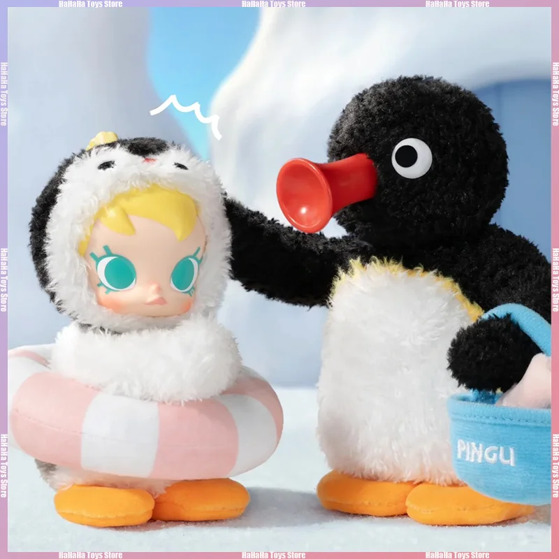 POP MART Baby Molly × Pingu Happy Fishing Series-Vinyl Pendant Anime Action Figure Guess Bag Ornament Figurines Home Decor Deskt