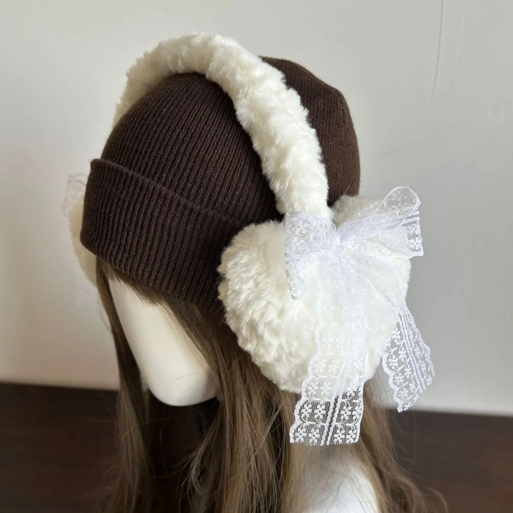 الحلو مقوس دانتيل تدفئة الأذن رشاقته الدفء الشتاء أفخم غطاء للأذنين إيرفلاب حماية الباردة غطاء للأذن أغطية الرأس #1