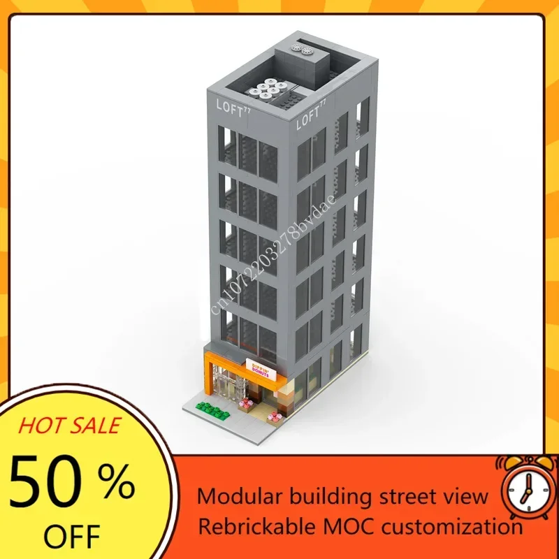 819PCS LOFT 77 & Dippin' Donuts Modulare MOC Creativo vista stradale Modello Building Blocks Architettura Modello di assemblaggio Giocattoli Regalo
