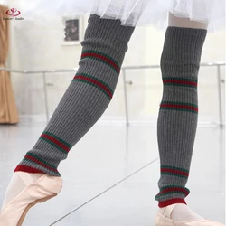 Ballet Costume Leotard for Autumn and Winter Warm Stripes, Medium Length Gymnastics Tights, Performance Yoga Clothing Socks