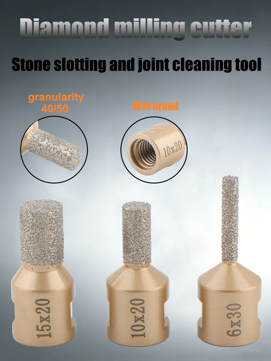 M14 Brazed Diamond Router Bits For Ceramic Tile M14 Thread Countertop Sink Cutout Marble Granite Edges Trimming Grooving Tools