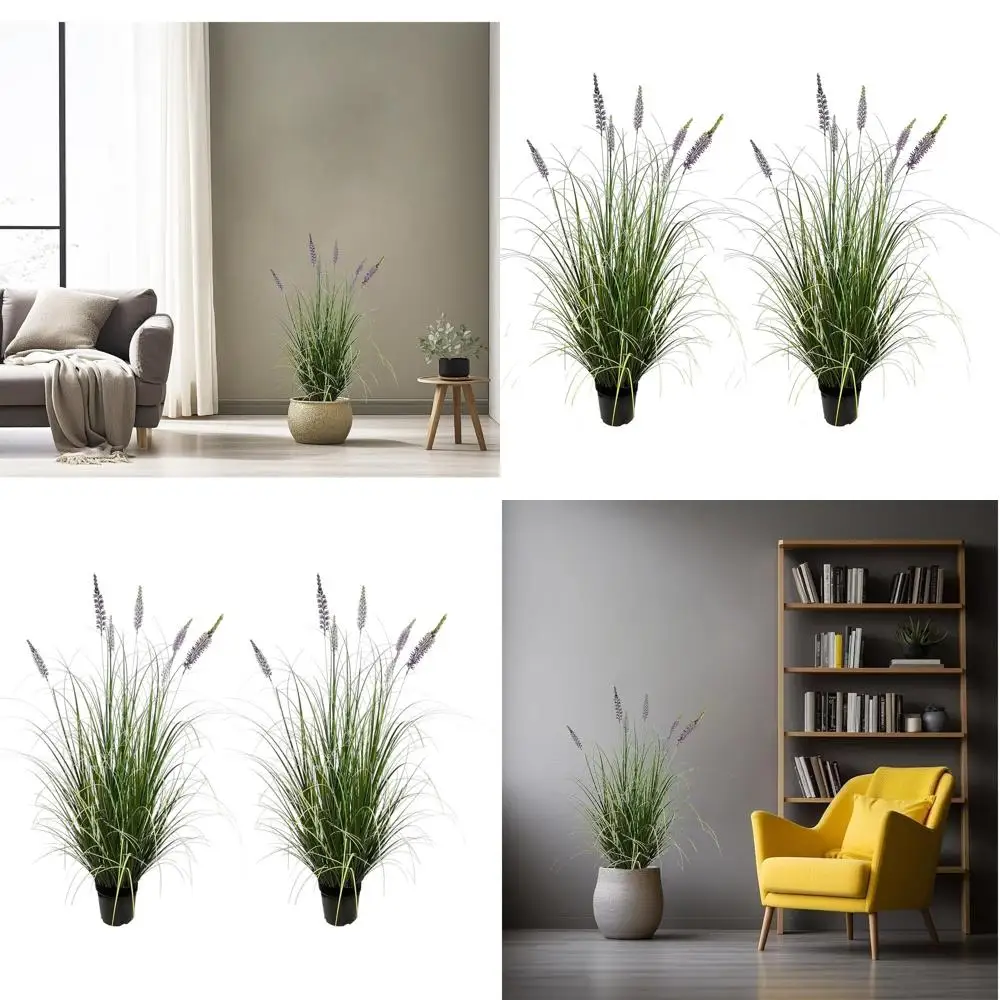

Набор из 2 шт., 47-дюймовые растения искусственной лаванды для домашнего декора, искусственные комнатные цветы в горшках