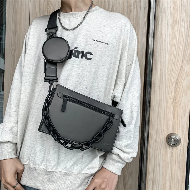 

Locomotive Wind Messenger Bag Street Trend Men's Breast Bag European and American Personalized Fashion Fanny Pack