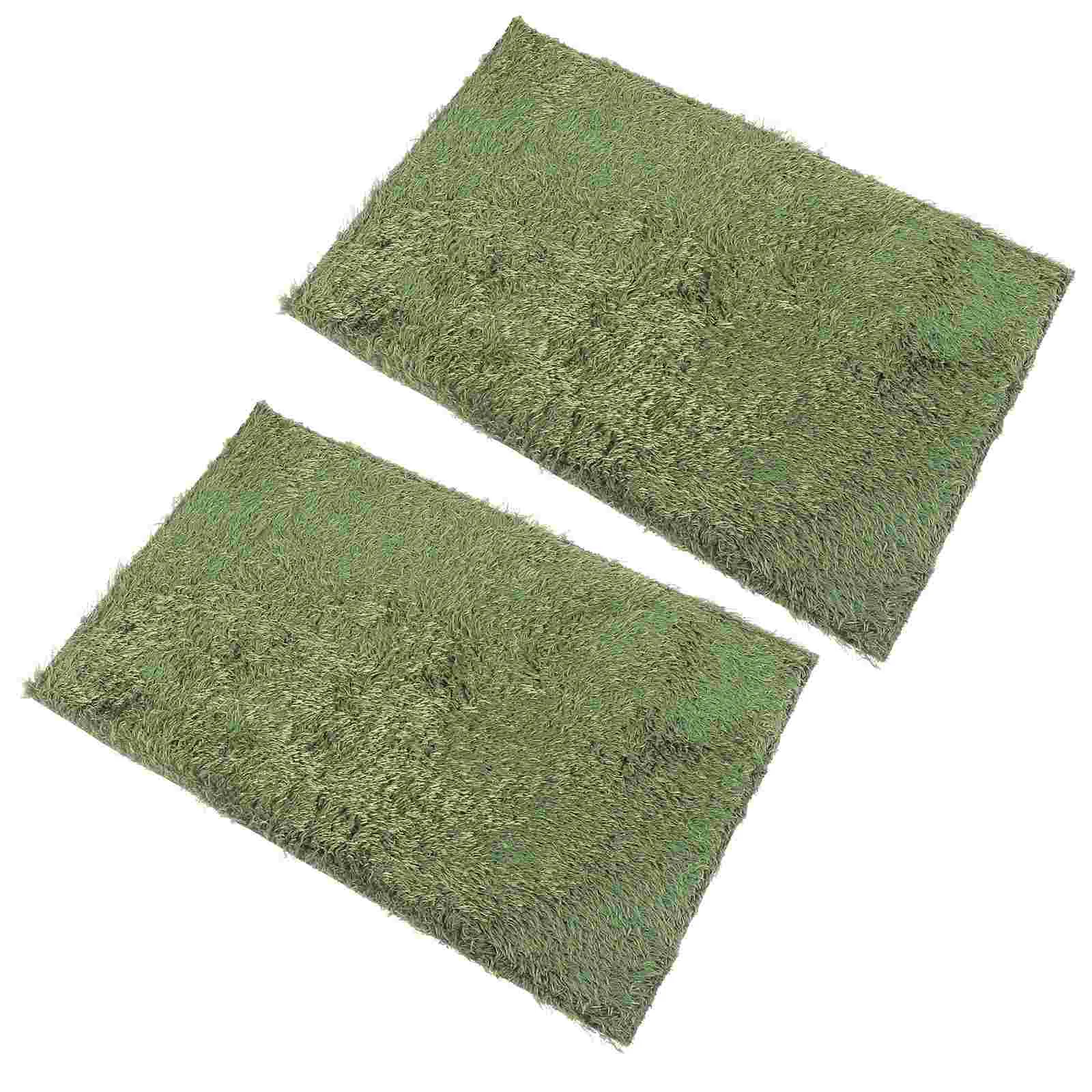 2 Pcs Amphibious Reptile Carpet Tanks Turtle Habitat Mat Animal Moss Imitation Crawler Mats Cotton Lizard Pad Tortoise