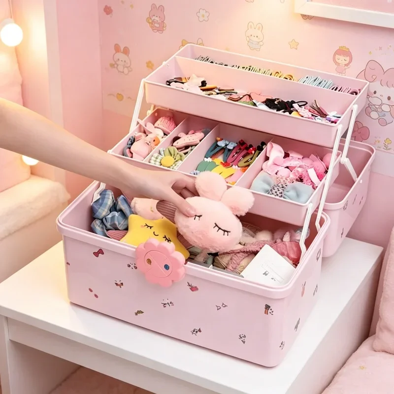 Niedliche Aufbewahrungsbox für Kinder-Haaraccessoires, Organizer für Haarspangen, Haargummis und Haarschmuck für Mädchen