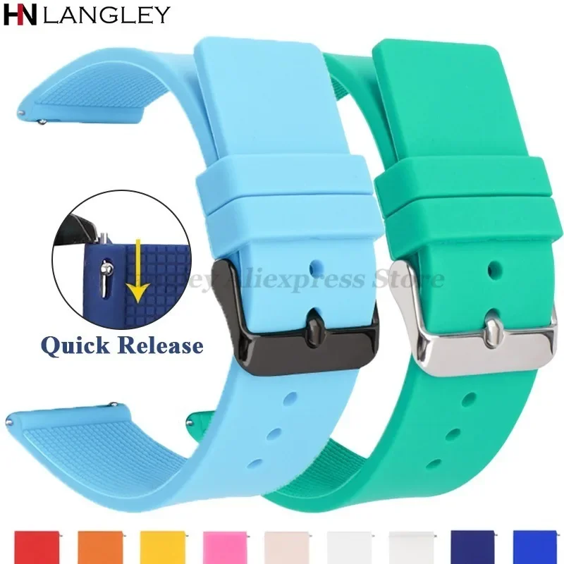 12/14/16/18mm 20mm 22mm 24mm Silicone Strap for Huawei Watch Gt5/Gt4/3 Rubber Band Quick Release Men Women Bracelet Accessories