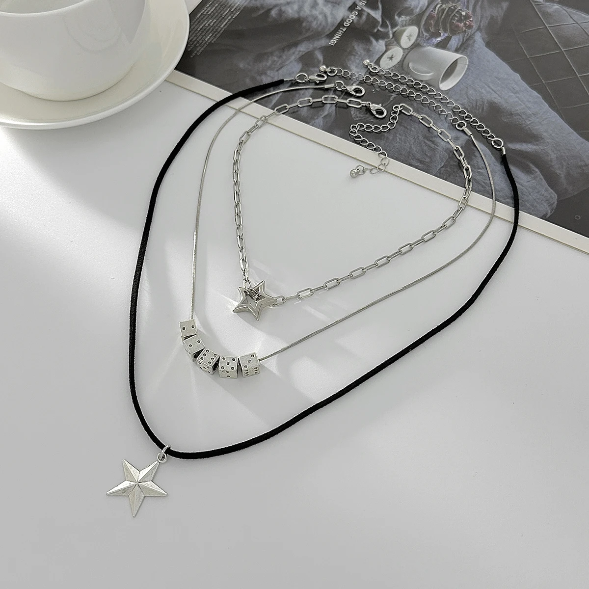 Ingemark العصرية الإبداعية مكعب CCB رقيقة المختنقون القلائد النساء CreativeHollow الخماسي قلادة حبل سلسلة 2026 مجوهرات جديدة #6