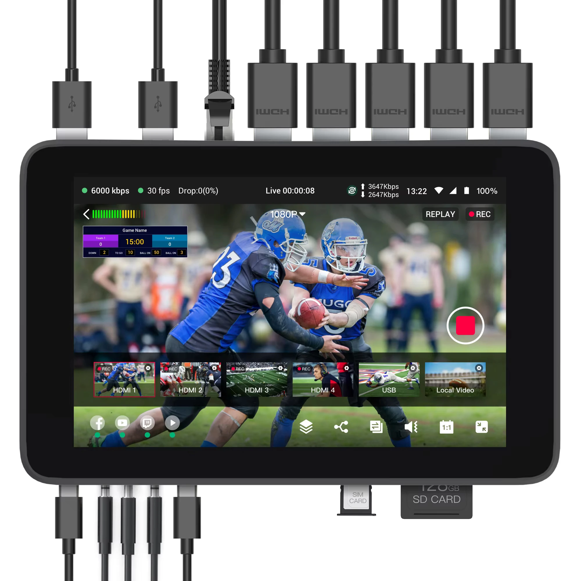 

YoloLiv YoloBox Ultra, The Ultimate All-in-one Horizontal/Vertical Live Streaming Equipment Switcher Encoder Recorder