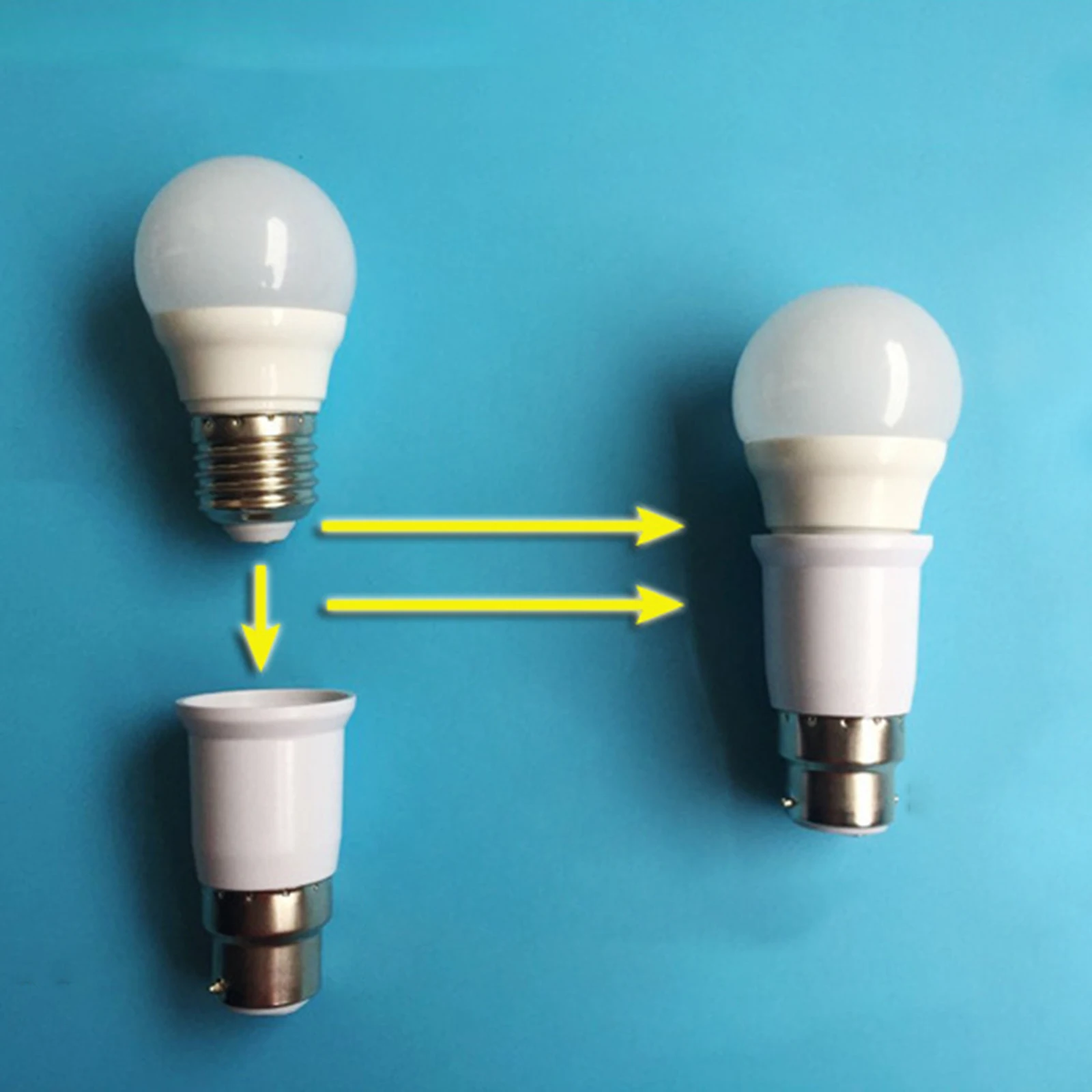 5Pcs B22 to E27 Light Socket Adapter Durable Lighting Accessories Extender Lamp Base Socket Converter for Light Lamp Bulb