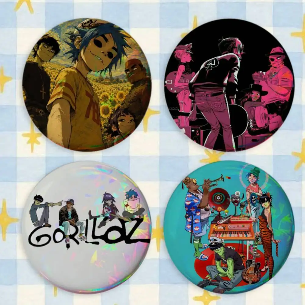Gorillaz Music Band Brooches Stylish Ornament Pins Exquisite Round Badge Bag Accessories Jewelry Gifts