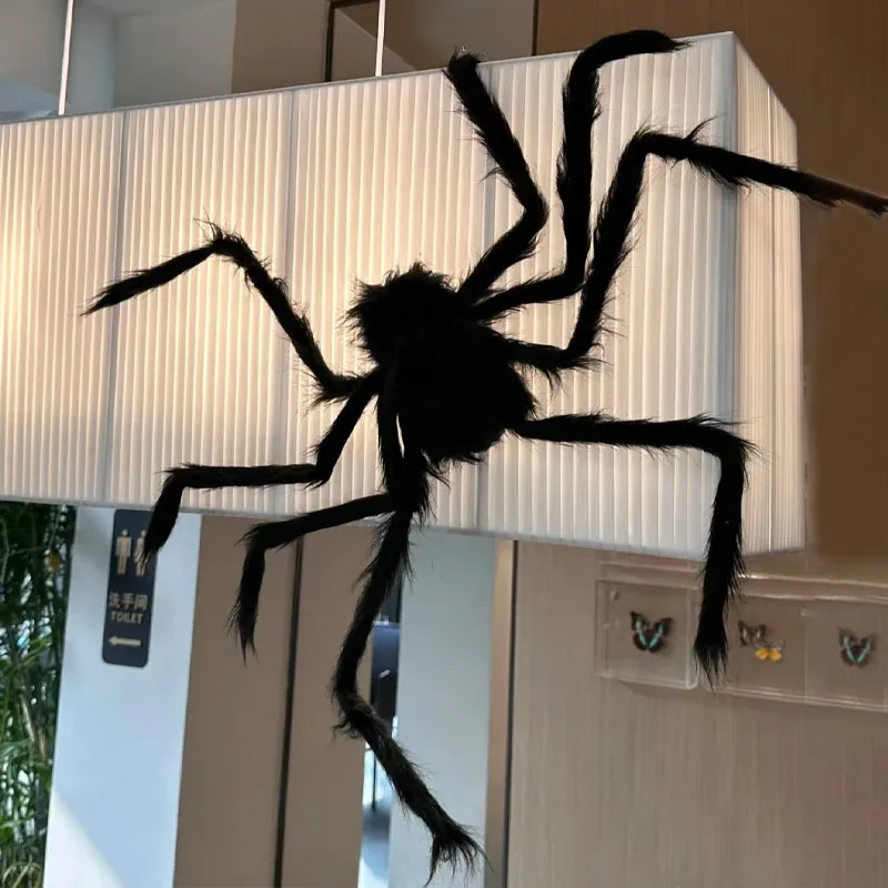 Araña de peluche grande para Halloween, decoración de Halloween, accesorio de fiesta, decoración de araña gigante al aire libre, broma de cámara de 30-200cm, araña negra