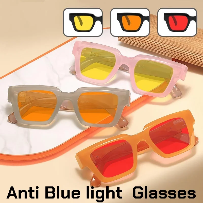 

New Fashion Anti Blue Light Sunglasses for Women Men Square Full Frame Anti Radiation Anti Glare Eyeglasses Night Vision Goggles