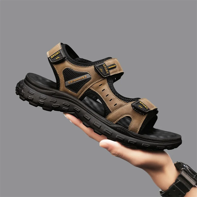 Summer Sandals Men Slippers Outdoor Beach Casual Shoes Indoor Durable Anti Slip Peep Toe New Breathable Male Shoes 