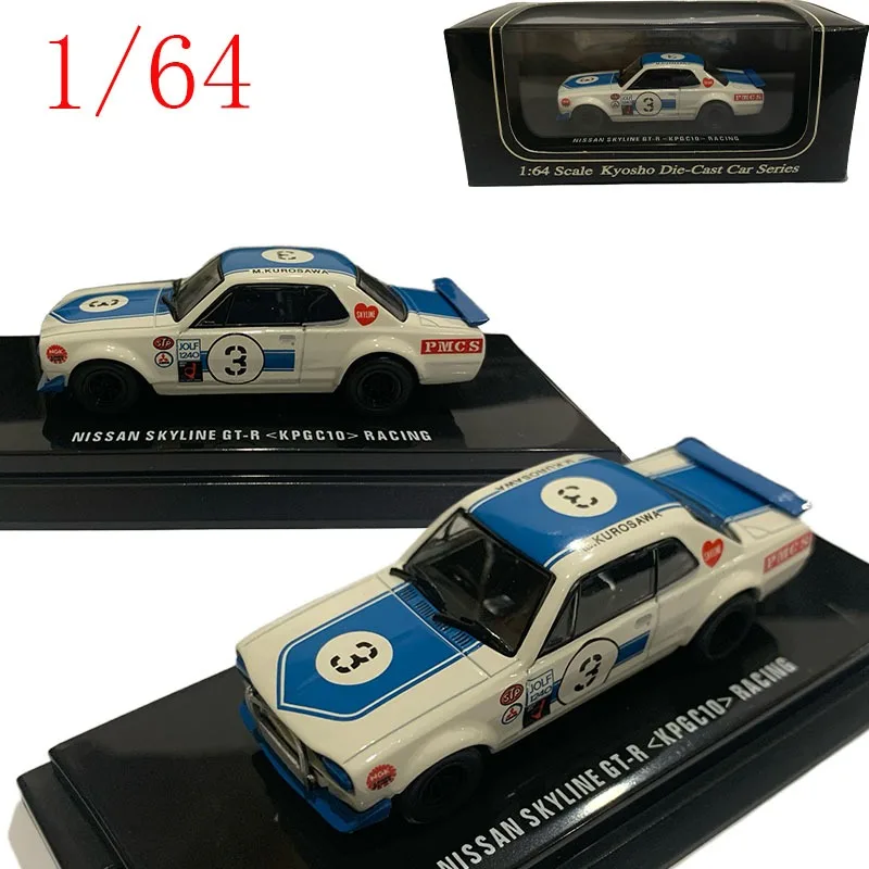 

KYOSHO Diecast 1/64 Scale Nissan Skyline GT-R KPGC10 Heritage Race #3 Circuit Legend Alloy Car Model Toys for Boys Gift