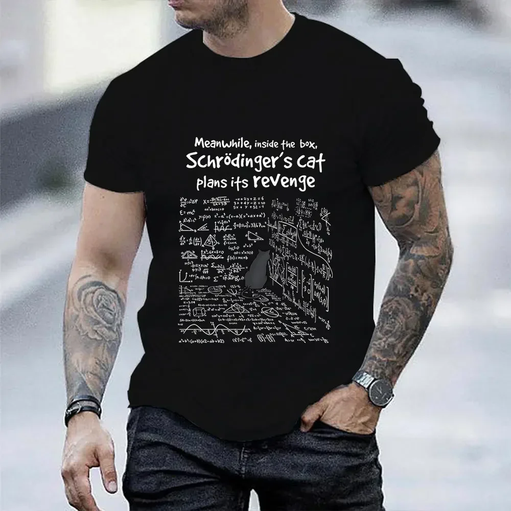 Cat's Revenge Męskie koszulki Śmieszne wzory matematyczne Tshirt Męskie ubrania damskie Topy z krótkim rękawem Moda Kreskówka Anime Graficzna koszulka