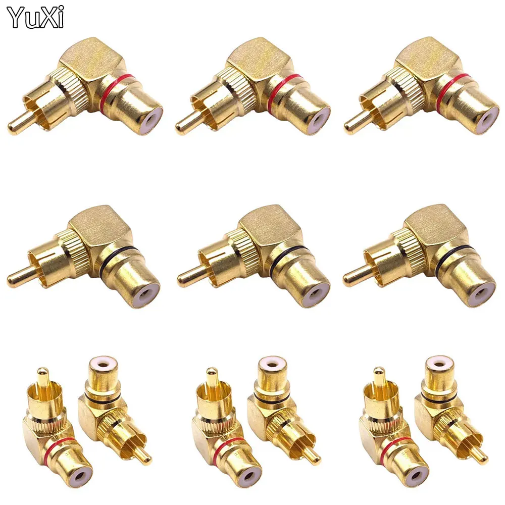 

YUXI 1PCS RCA Right Angle Male To Female Gold Plated Connector 90 Degree Adapters Connectors Red Black Banana Plug Jack