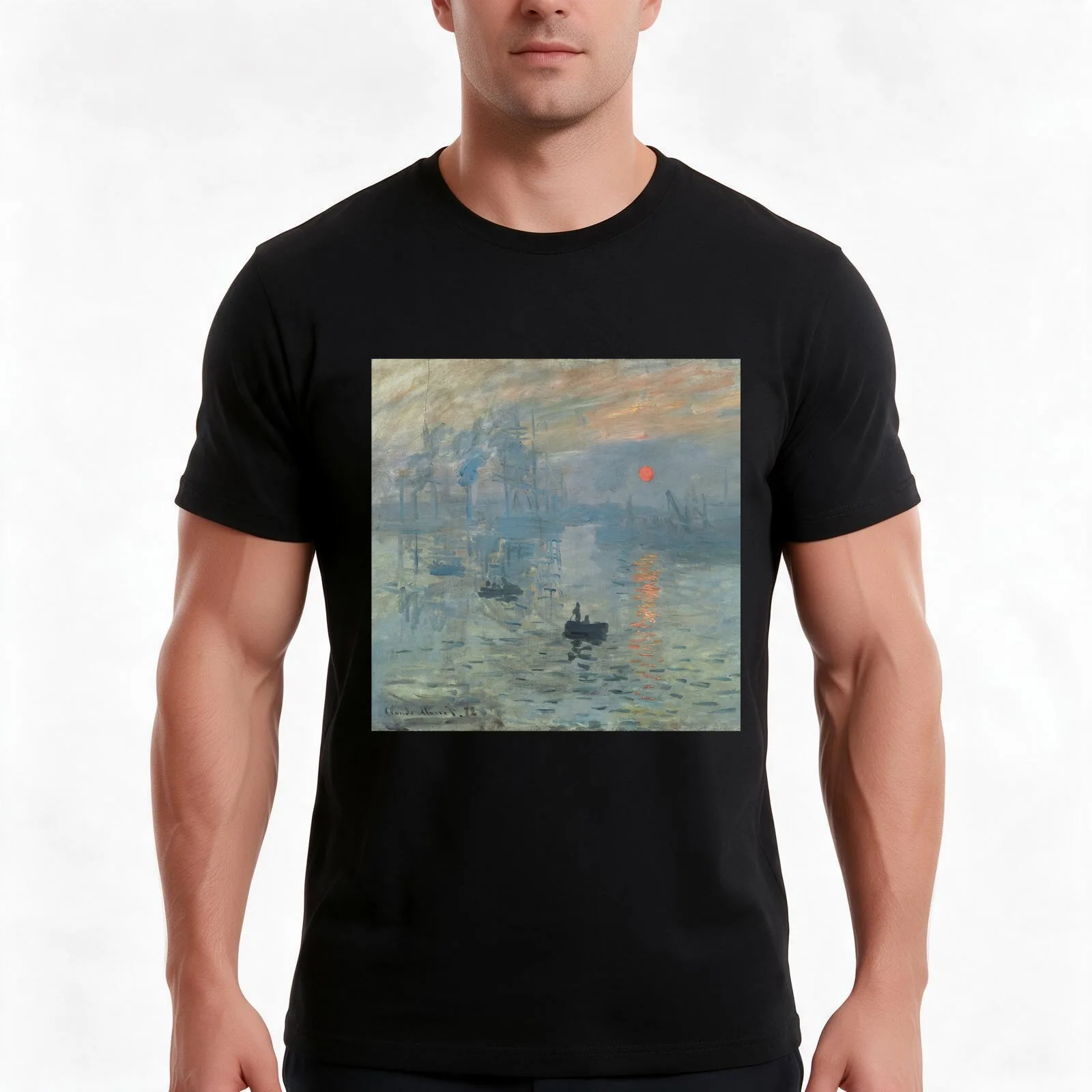Monet Impression Sunrise Fine Art T-Shirt Summer Casual Cotton Tee Oversized Streetwear Tops Vintage Graphic Print