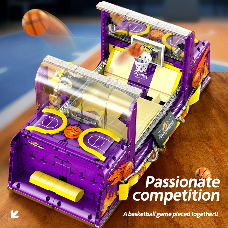 Em estoque xz009 técnica diversão máquina de jogo basquete blocos construção tijolos montagem modelo brinquedos para meninos conjuntos presente natal