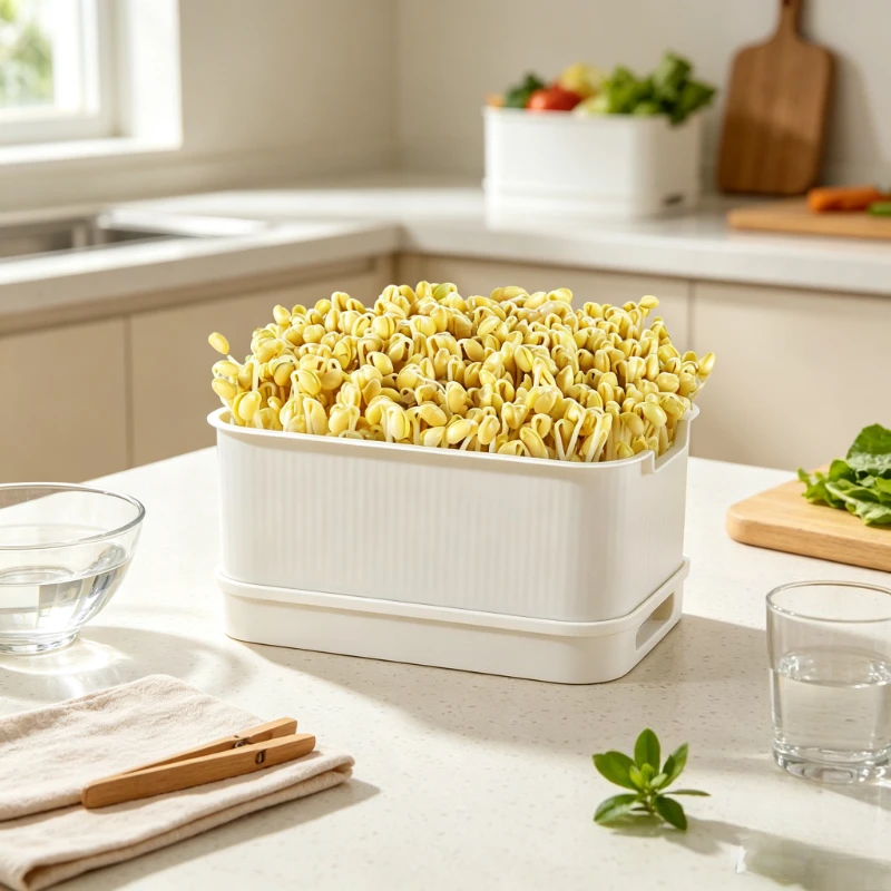 Bean Sprout Growing Tray 23cm Rectangular Water Culture Planter with Divided Base for Mung Beans Seeds Home Kitchen Use 새싹 재배기