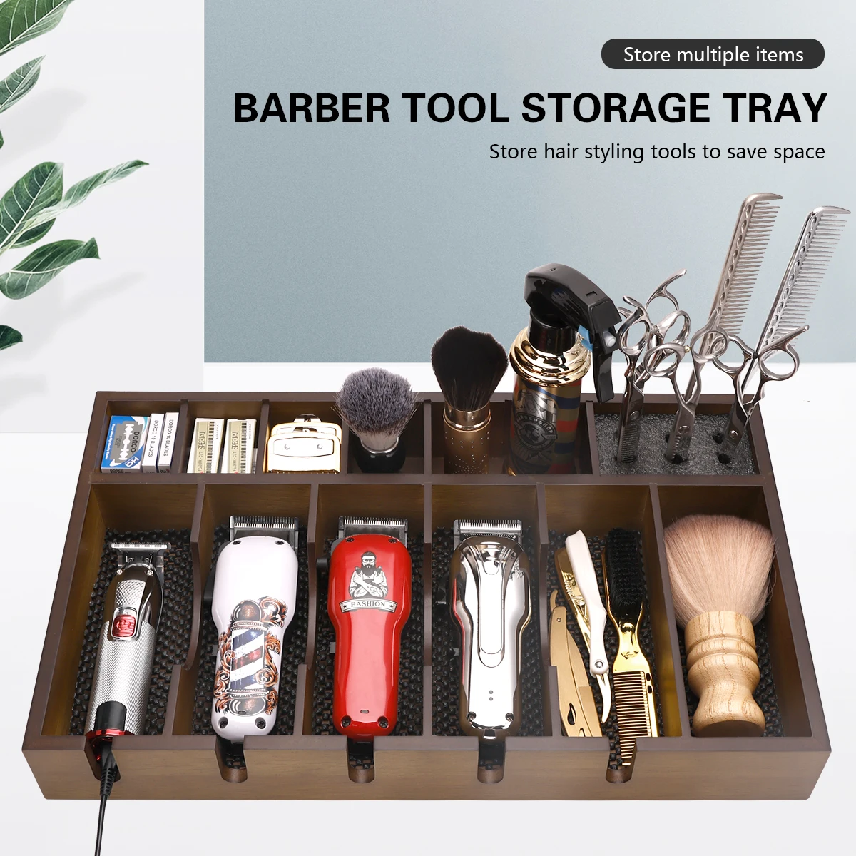 Wood Clipper Tray Haircut Tools Keeper Salon Clipper Organizer Hair Trimmer Holder Electric Hair Clipper Comb Tray Desktop