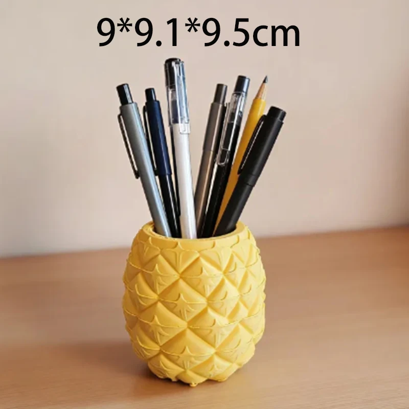 3D Printed Pineapple Pen Holder Cute Fruit Shaped Pencil Cup Desktop Storage Organizer Creative Desk Decor Makeup Brush Holder