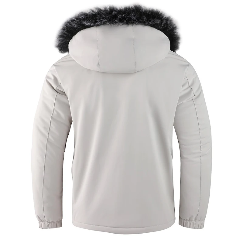 Chaqueta cortavientos gruesa de forro polar para hombre, parka con Cuello de piel, desmontable, impermeable, a la moda, invierno, 2023