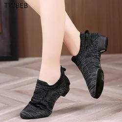 Major Pink Black Adult Ballet Modern Ladies Latin Jazziness Dance Low Heels Soft Sole Breathable Knitted Mesh Shoes Women