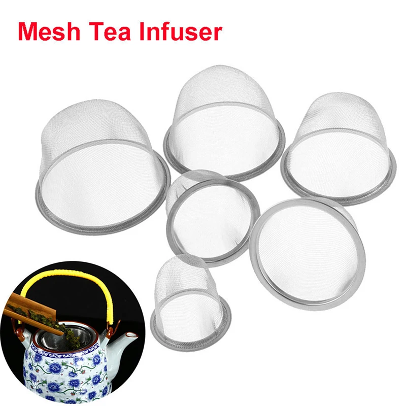 1 peça de diâmetro 5-8cm, malha de aço inoxidável reutilizável, infusor de chá, bule, folha de chá, filtro de especiarias, utensílios para bebidas, acessórios de cozinha