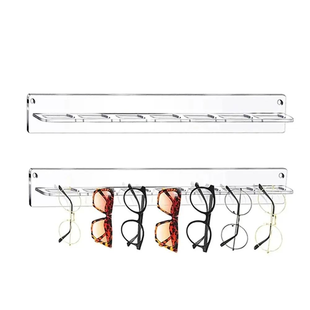 

Durable 7 Holes Eyewear Display Rack Acrylic Wall Mounted Sunglasses Display Shelf Transparent Glasses Storage Rack Home