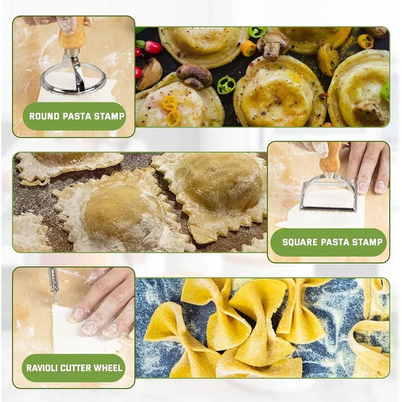 Pasta Making Tools, Wooden Pasta Making Kit with Threaded Rolling Pins, Long Rolling Pin,Rotatable Pasta Drying Rack Retail