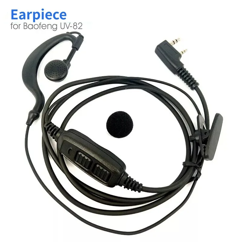 Dual PTT 2 Pin PTT MIC Earpiece Headset for BaoFeng Walkie Talkie UV-82 UV-82HP UV-82X UV-82C UV-82L UV-8D GT-5  V2+ Radio