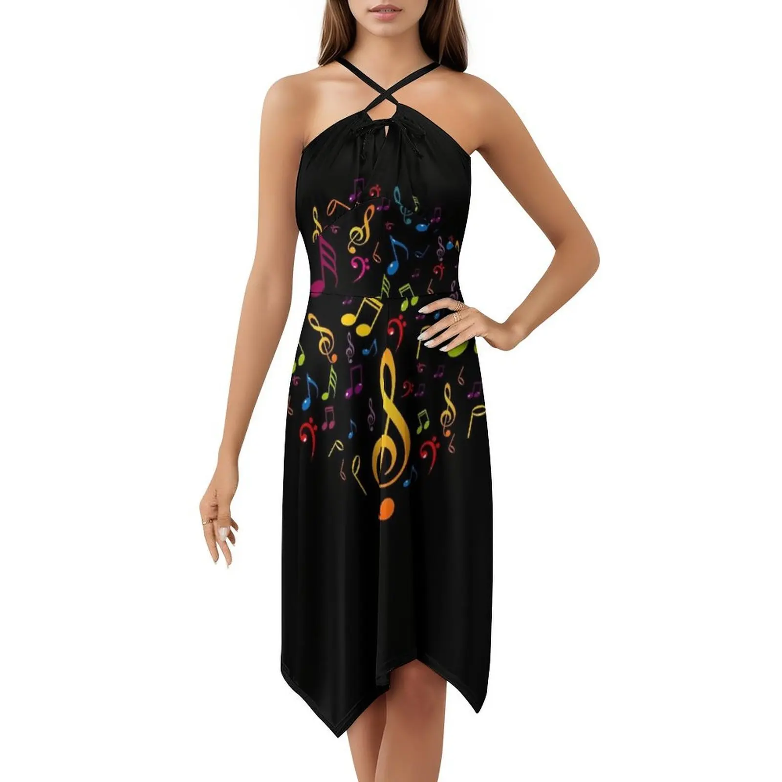 Music Women's Streetwear Party Dress Trendy Print Club Clothing For Female Music American World Organic Nature Dress