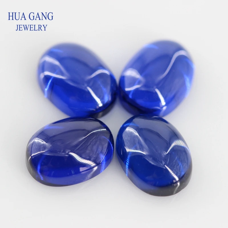 Synthetische edelsteen 5 #   robijn korund ovale vorm blauwe spinel cabochon gesneden platte bodem synthetische korund edelstenen steen voor sieraden