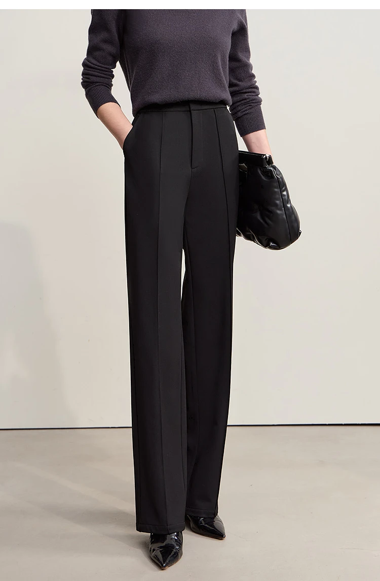 AMII Women Pants 2025 Winter Minimalist Solid Color Commuter Office Ladies Pants Versatile Casual Woven Woman Trousers 12524070