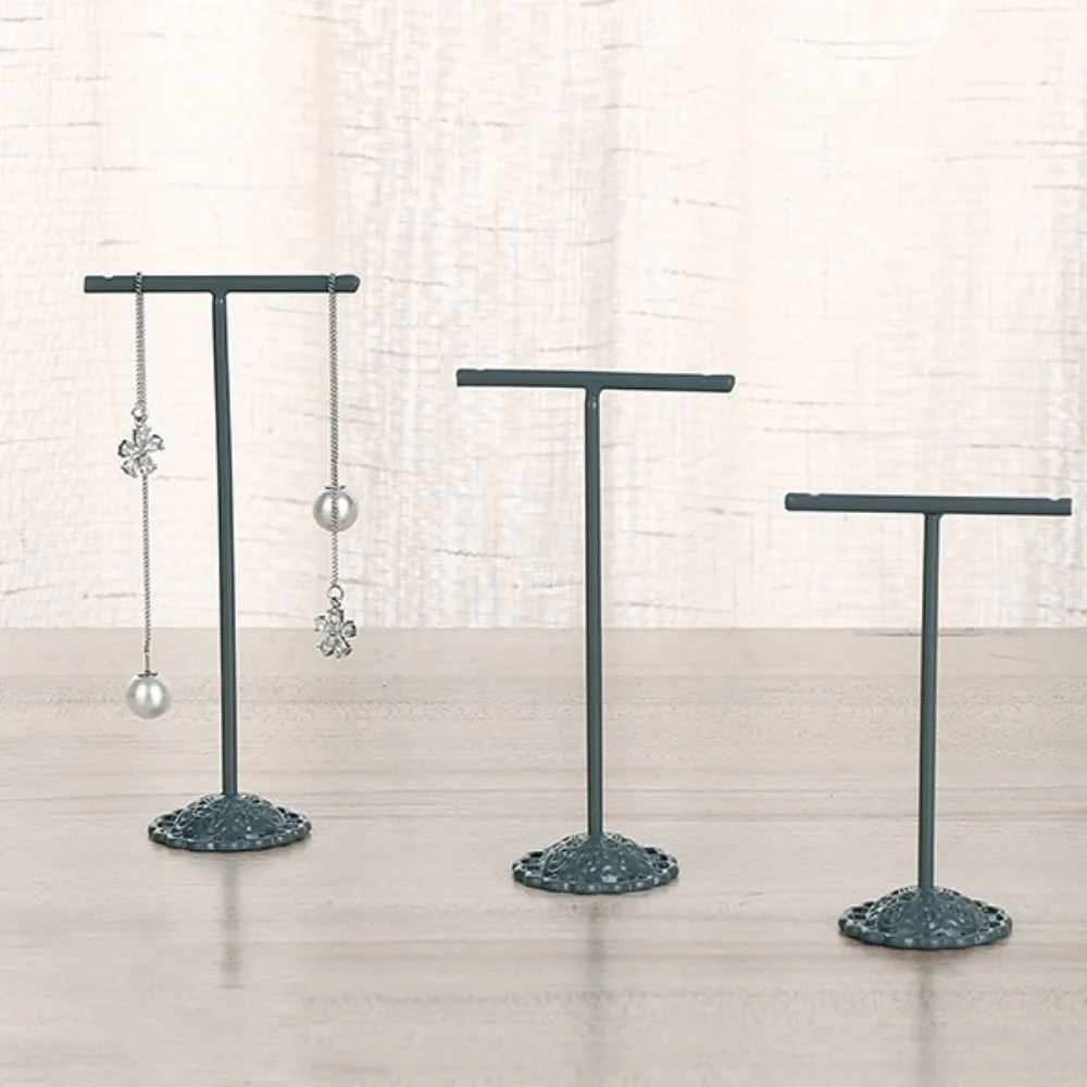 3 pz/set orecchini a forma di T espositore appeso espositore per gioielli in metallo placcato ornamento collana organizzatore rack gioielli