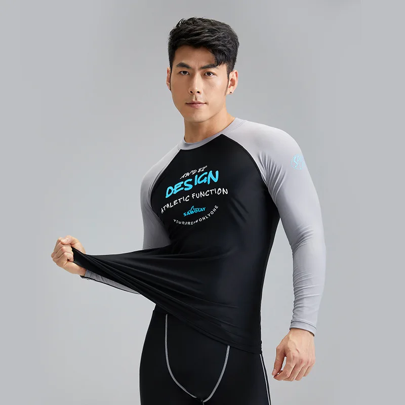 Lycra Quick Dry Swimwear Men,Super Elastic, Long Sleeve,Surfing Diving, Sunscreen T-shirt,UV,Swim Shirt,Protect T-Shirt