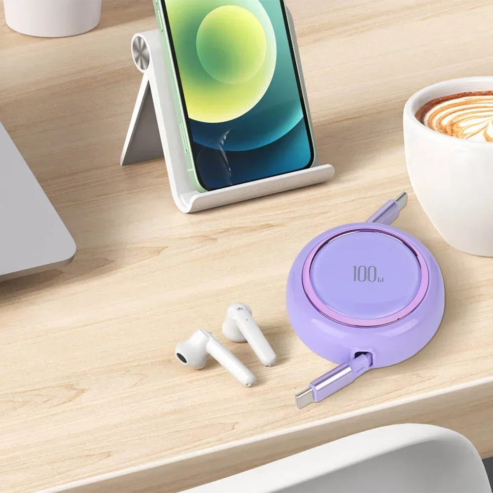 PD100W Retractable USB Type C to USB C Cable For iPhone 15 Pro Max For MacBook Samsung Xiaomi Wire Fast Charge Data Cable Cord