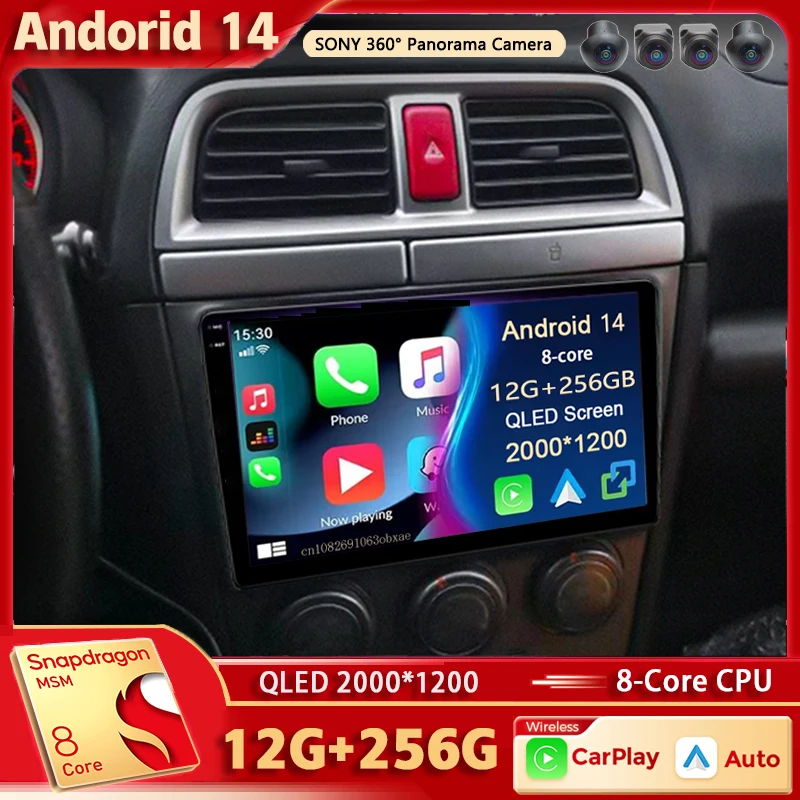 Android 14 dla Subaru Impreza WRX 2003-2007 2K QLED Stereo Radio samochodowe Multimedialny odtwarzacz wideo GPS AI Voice CarPlay 4G Jednostka główna