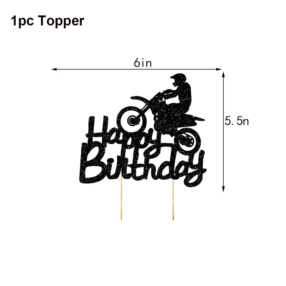 オートバイのライダーレースのバースデーケーキのトッピング、ダートバイクパーティーの装飾、男の子用のカップケーキトッパー、男性用の装飾