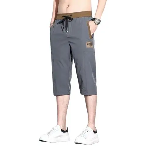 بنطلون رجالي كاجوال للعمل، مستقيم الساق، خفيف الوزن، سريع الجفاف، من الحرير الصناعي، بطول سبعة أقدام، مقاوم للتجعد، موديل رقي...