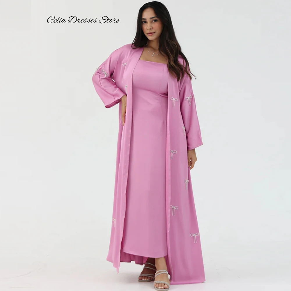 Customized Celebrity Gowns Soft Strapless Long Sleeves Evening Dress With Shawl and Bow Floor Length Formal Occasion Dresses