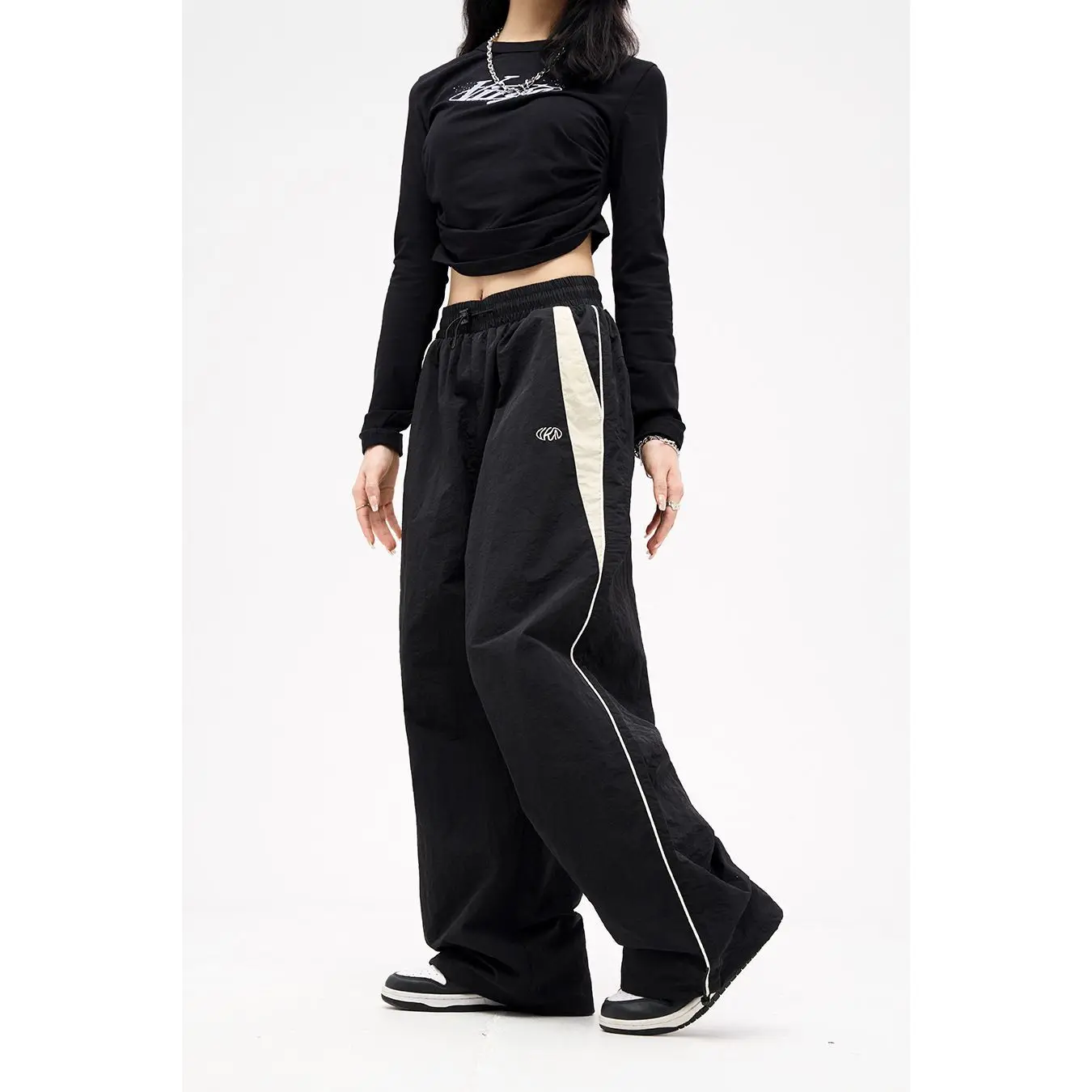 Y2K Vintage Mode Lose Hose 2024 Casual Straße Hip Hop Baggy Hosen Hohe Taille Breite Bein Hosen Solide Jogger Frauen kleidung – Detail 9