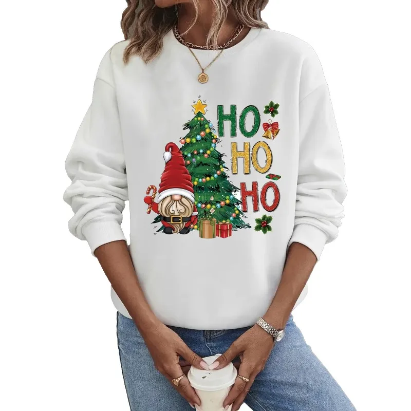 Crew-neck Hoodie Europe and The United States Christmas Long-sleeved Hot Casual Christmas Tree Printing Clothes  Sweatshirt