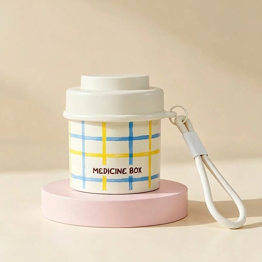 Rotating Pill Box Moisture-Proof for Travel Home Use Senior Supplement Storage ABS Plastic Portable Medicine Organizer Case