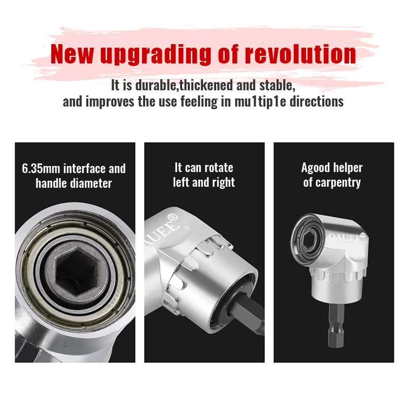 Oauee 1/4 ''عرافة بت المقبس 105 درجة زاوية مفك المقبس حامل محول قابل للتعديل مثقاب زاوية المسمار سائق أداة أجزاء