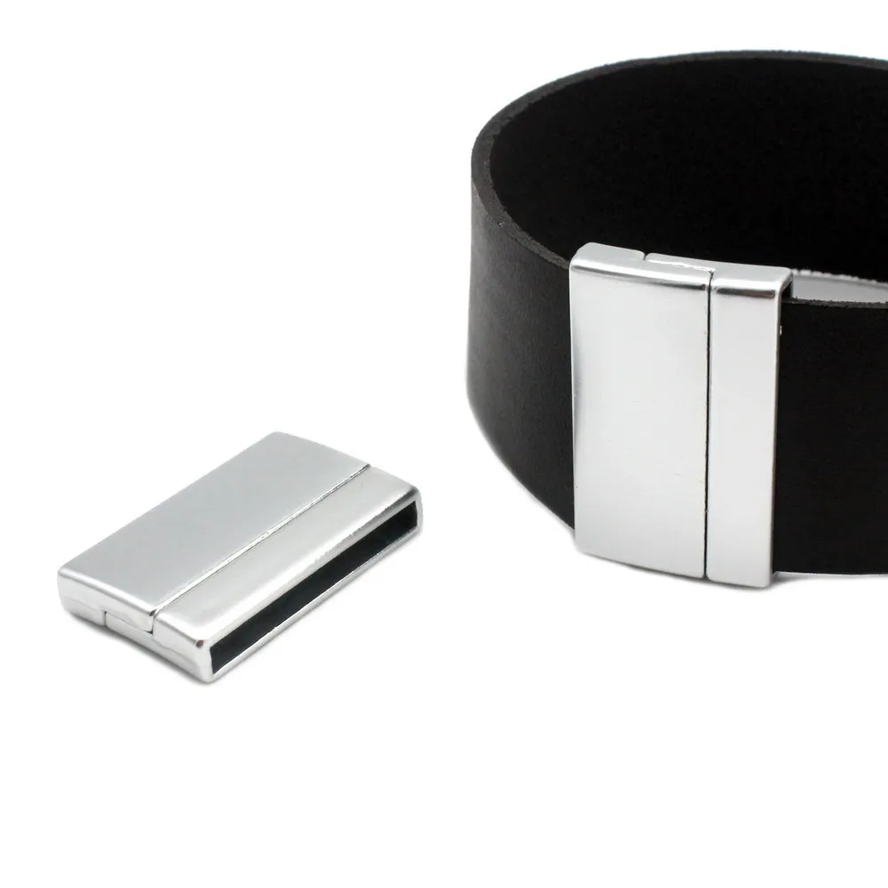 Aaazee 2 Sets 30mmx3mm Hole Matte Gold/Matte SIlver Magnetic Curved Clasp for Bracelets