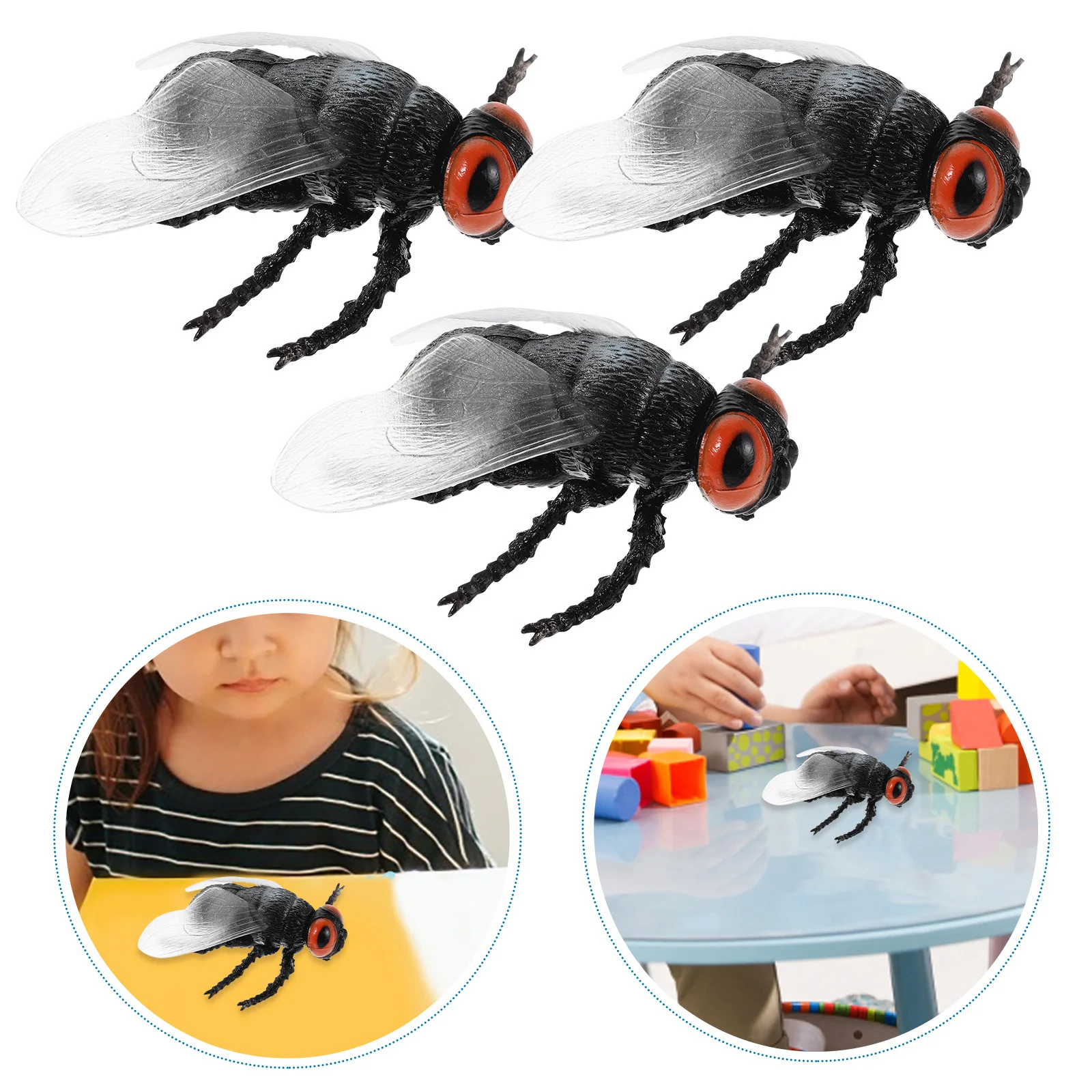 3Pcs Plastic Fly Figures Lifelike Insect Educational Bug Models for Kids Science Projects Outdoor Learning Adventures