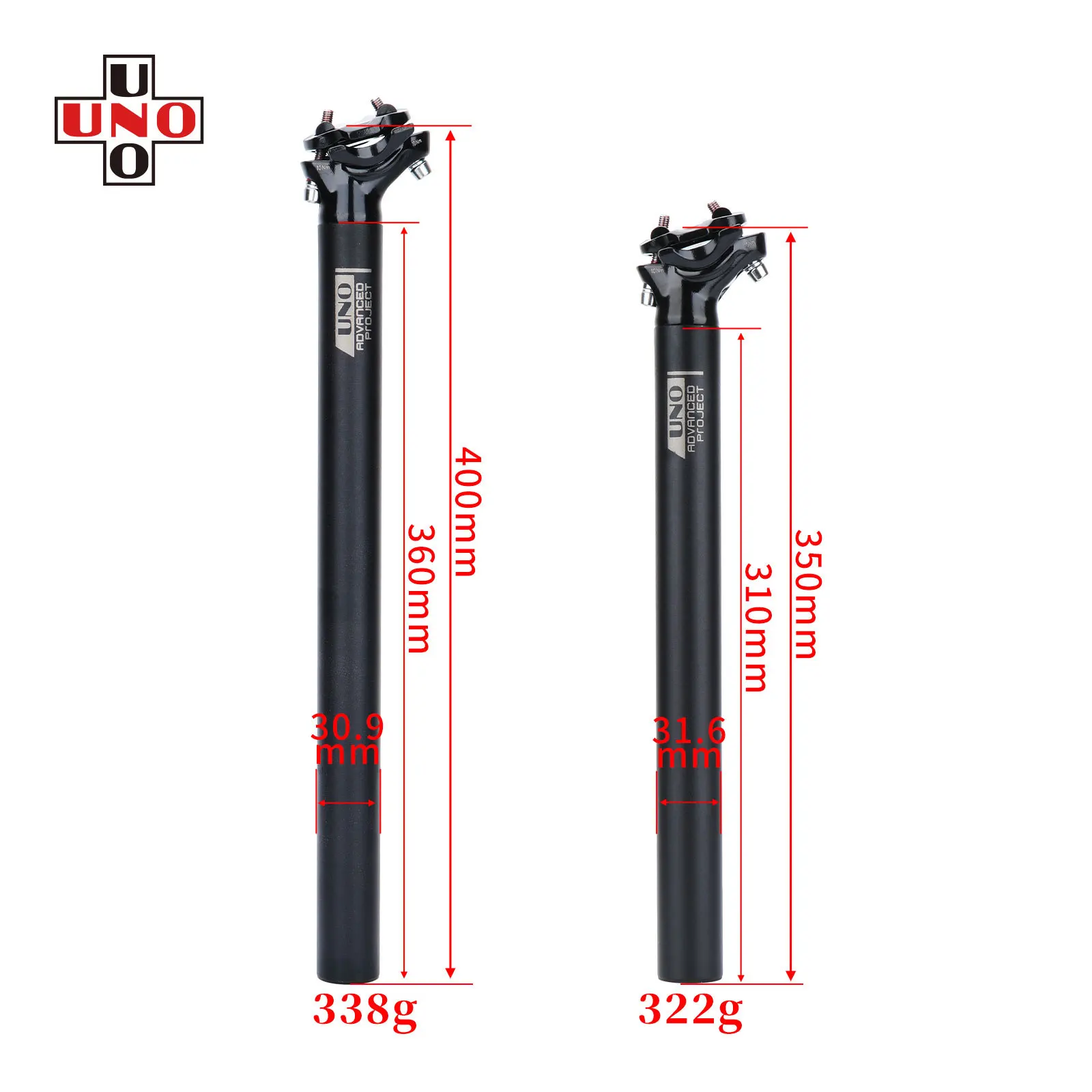 UNO MTB Seat Post Aluminum Seatpost Bicycl Road Bike Seatpost 27.2/30.9/31.6*350/400mm Offset Bicycle Seat Tube Ultralight